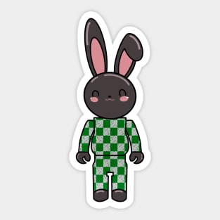 Bunny in checkered jumpsuit Sticker